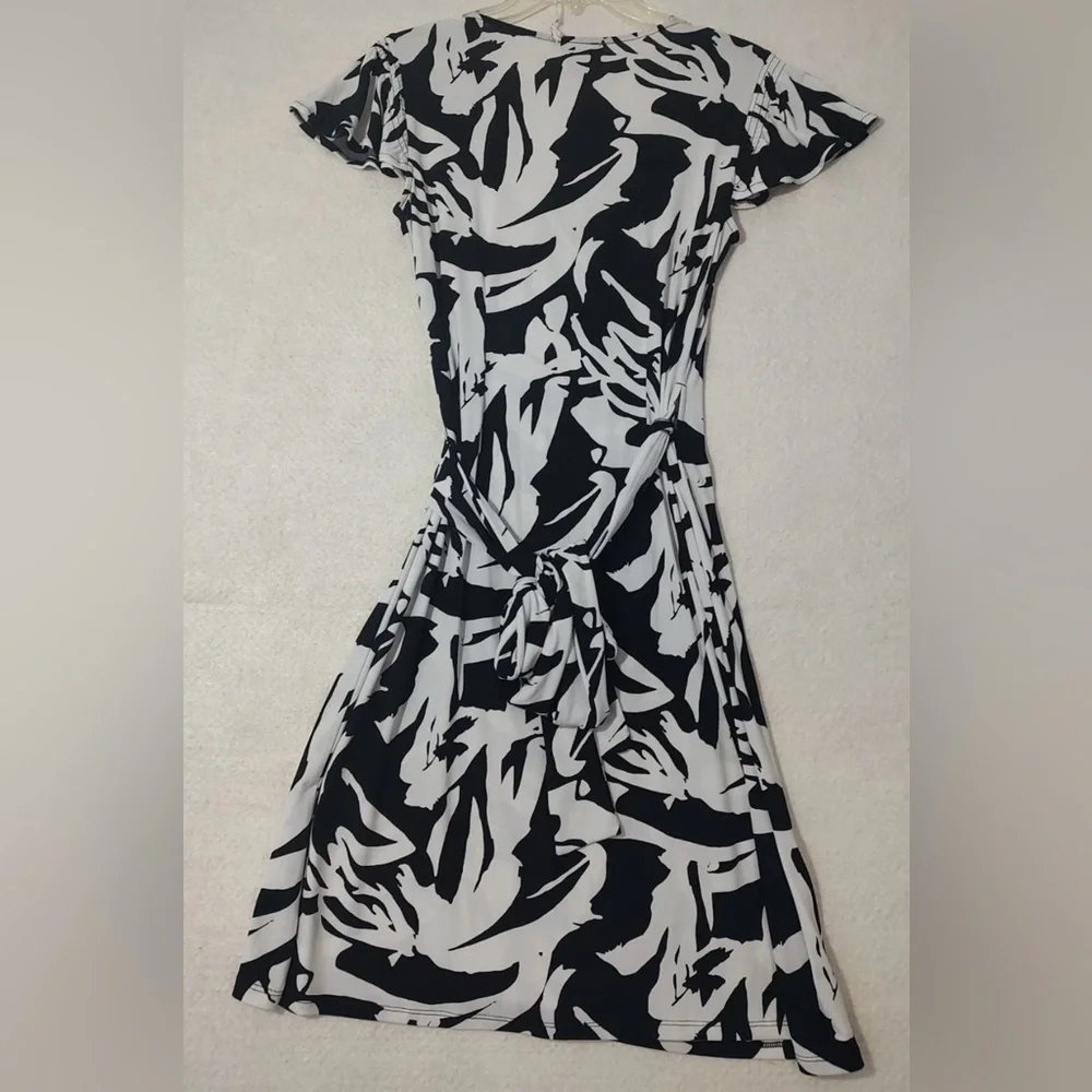 Ann Taylor Black and White Midi wrap Dress - Picture 1 of 5